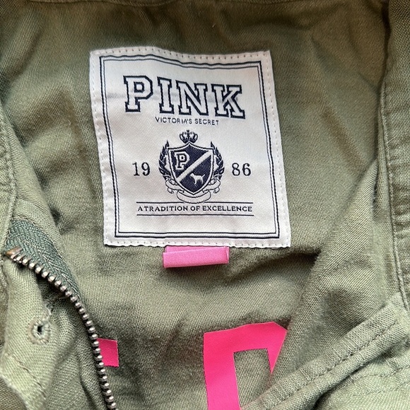 Vintage 00s VS PINK 100% Cotton Utility Jacket Olive Green size M/L - Picture 2 of 4